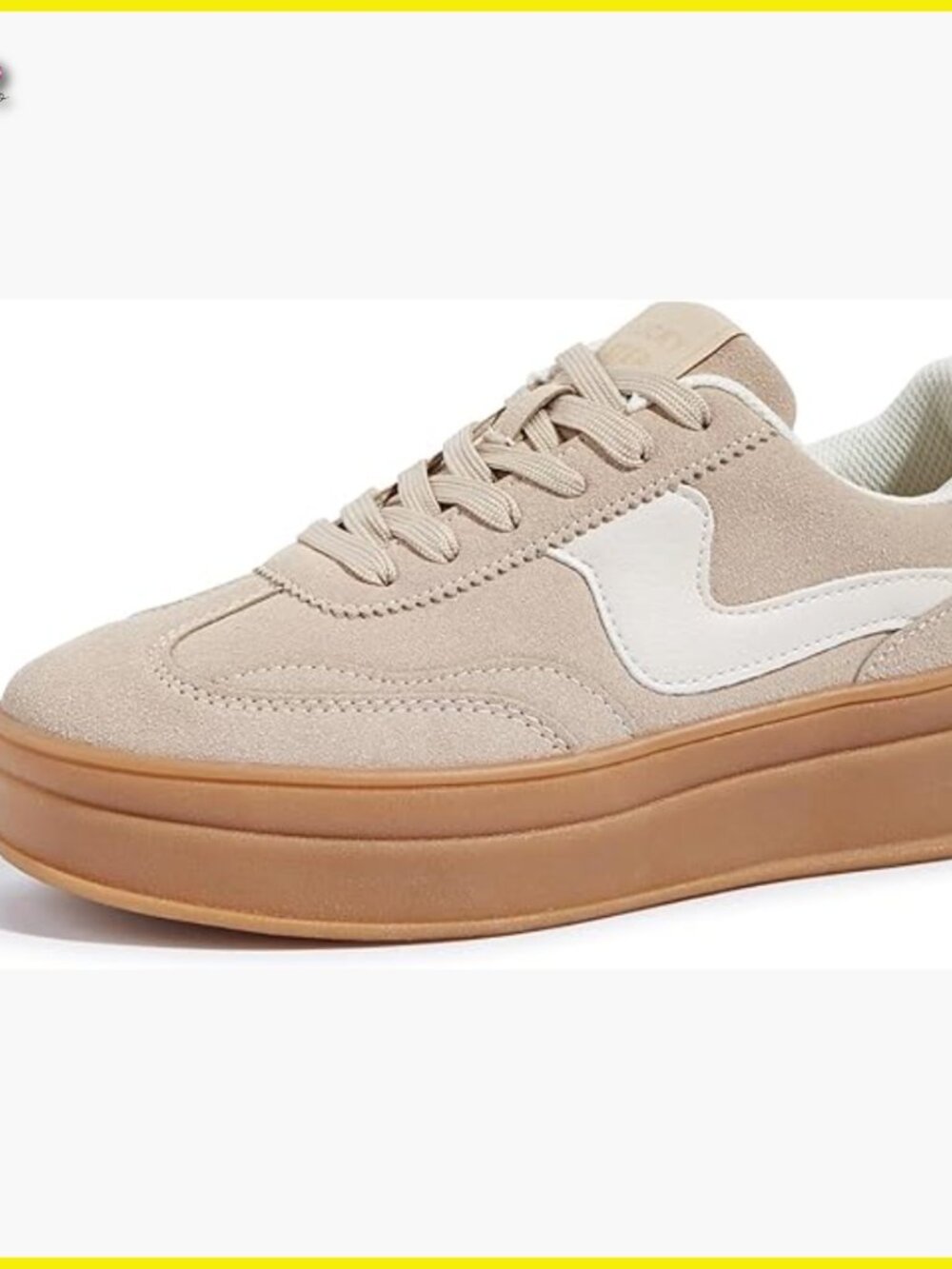 Platform Sneakers Chunky Sole Suede Faux Leather Casual Walking Shoes Retro
